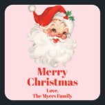 Vintage Santa Christmas Square Sticker<br><div class="desc">Vintage Santa christmas gift tags pink and red.</div>