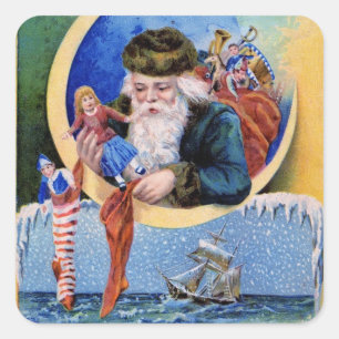 Vintage Santa Christmas Sticker