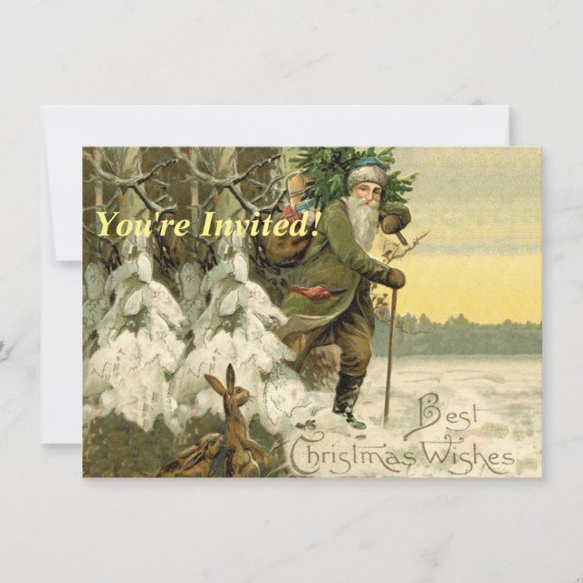Vintage Santa Christmas Victorian Holiday Invitation (Front)