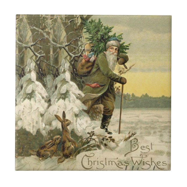 Vintage Santa Christmas Victorian Holiday Tile (Front)