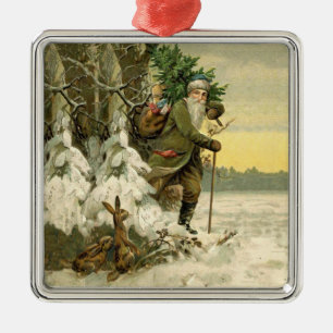 Vintage Santa Christmas Victorian Holiday Tree  Metal Tree Decoration