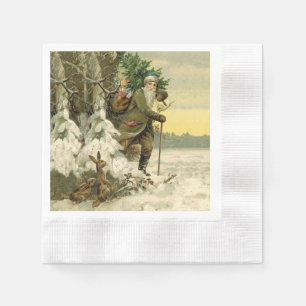 Vintage Santa Christmas Victorian Holiday Tree Napkin