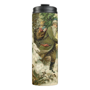 Vintage Santa Christmas Victorian Holiday Tree  Thermal Tumbler