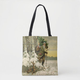 Vintage Santa Christmas Victorian Holiday Tree  Tote Bag