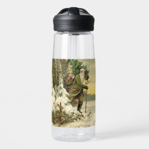 Vintage Santa Christmas Victorian Holiday Tree  Water Bottle