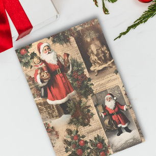 Vintage Santa Christmas Winter Decoupage Tissue Paper