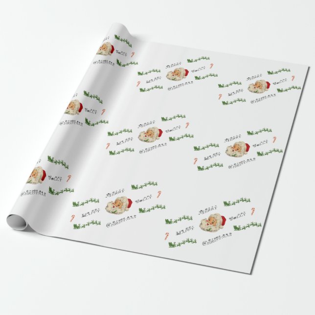 Vintage Santa Christmas Wrapping Paper (Unrolled)