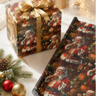 Vintage Santa Christmas Wrapping Paper