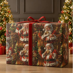 Vintage Santa Christmas Wrapping Paper