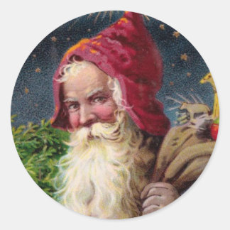 Vintage Santa Classic Round Sticker