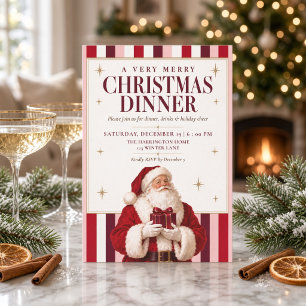 Vintage Santa Claus A Very Merry Christmas Dinner Invitation