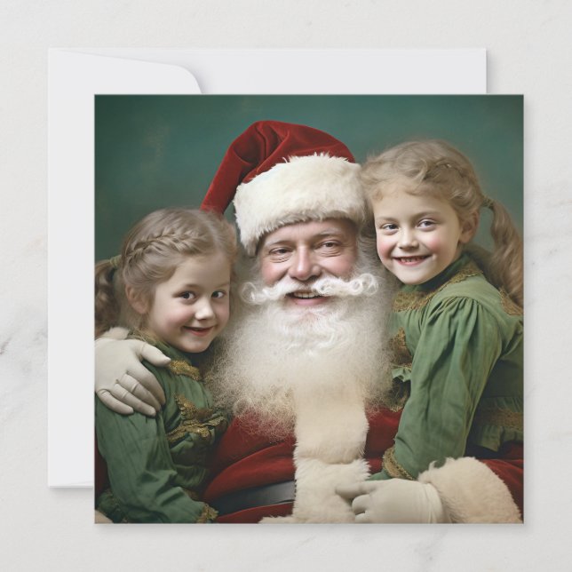Vintage Santa Claus and Children Holiday Card (Front)