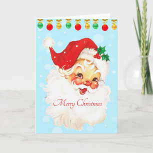 Vintage Santa Claus and Christmas Balls Card
