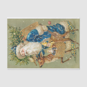 Vintage Santa Claus and Deer Christmas Holiday Tissue Paper