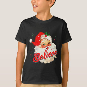 Vintage Santa Claus Believe Christmas Women Boys G T-Shirt