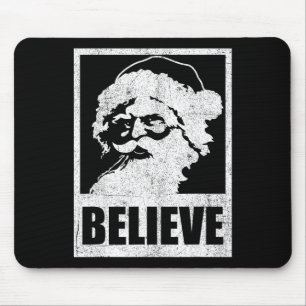 Vintage Santa Claus Believe Retro Christmas In Jul Mouse Pad