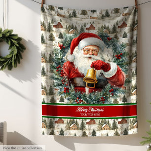 Vintage Santa Claus Blanket with Custom Name