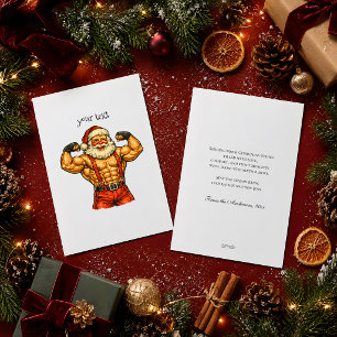 Vintage Santa Claus Bodybuilder Funny Christmas Holiday Card