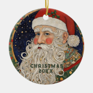Vintage Santa Claus Ceramic Tree Decoration