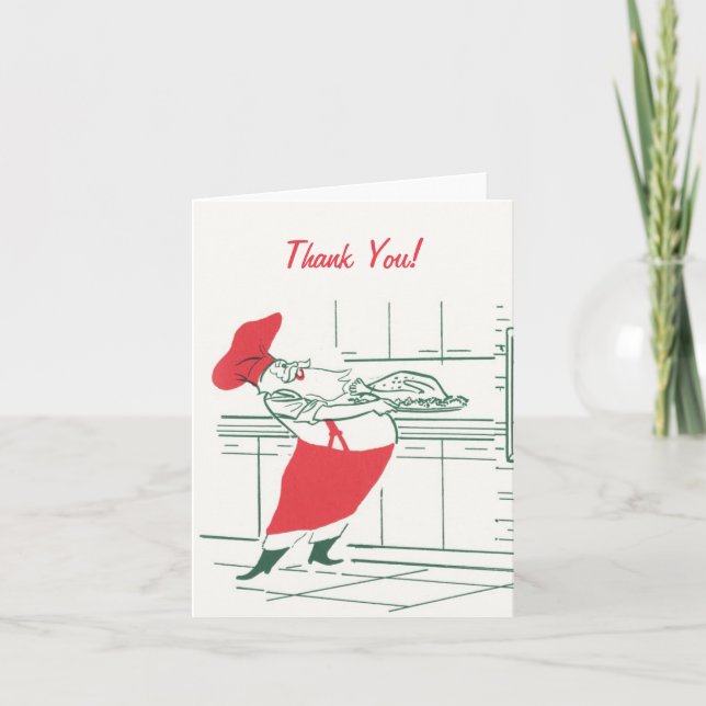 Vintage Santa Claus Chef, Thank You Card (Front)