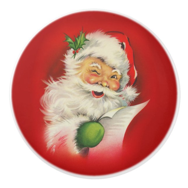 Vintage Santa Claus Christmas Ceramic Knob (Front)