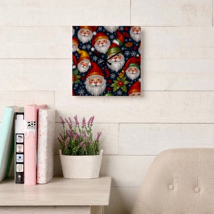 Vintage Santa Claus Christmas Collection Square Wall Clock