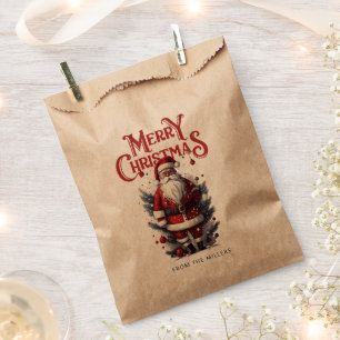 Vintage Santa Claus Christmas Favour Gift Bag