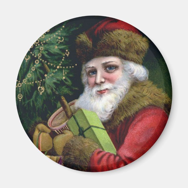 Vintage Santa Claus Christmas Fridge Magnet (Front)