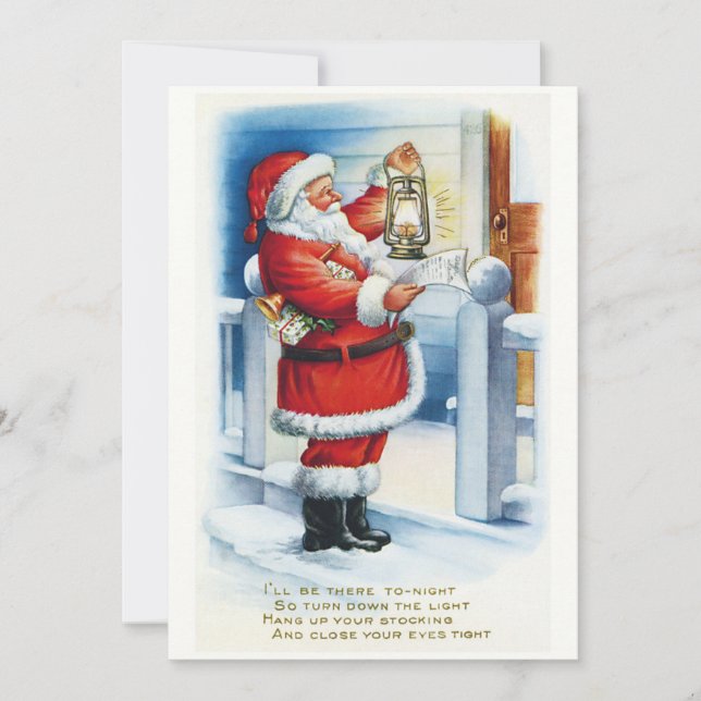 Vintage Santa Claus Christmas Greetings Holiday Card (Front)