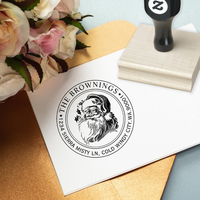 Vintage Santa Claus Christmas Holiday Address Rubber Stamp (Creator Uploaded)