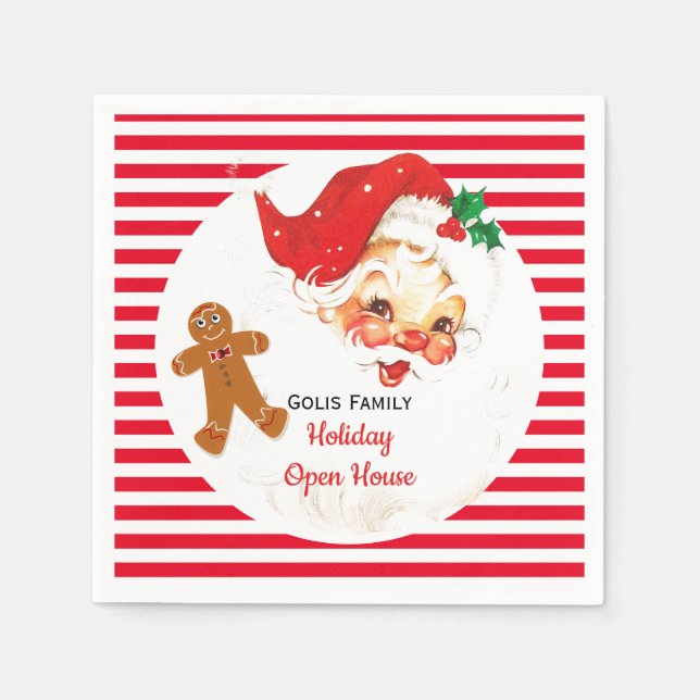 Vintage Santa Claus Christmas Holiday Party Napkin (Front)