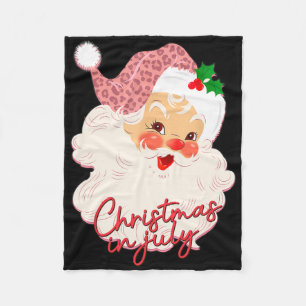 Vintage Santa Claus Christmas In July Pink Summer  Fleece Blanket