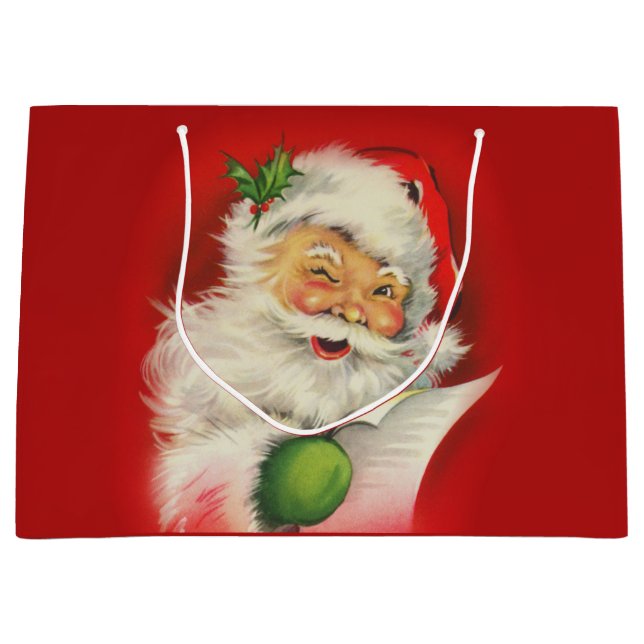 Vintage Santa Claus Christmas Large Gift Bag (Front)
