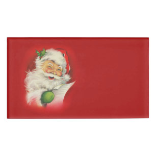 Vintage Santa Claus Christmas Name Tag