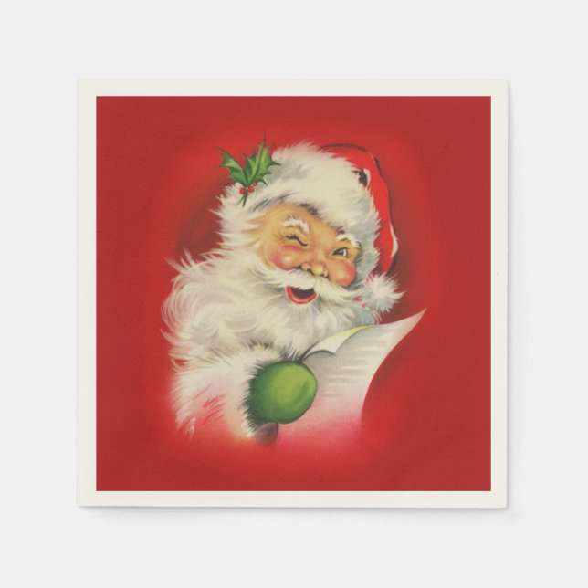 Vintage Santa Claus Christmas Napkin (Front)