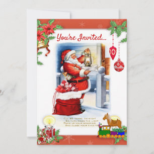 Vintage Santa Claus Christmas Party Invitation