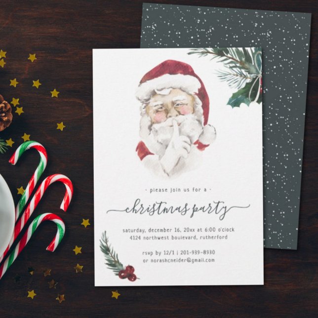 Vintage Santa Claus Christmas Party Invitation (Creator Uploaded)