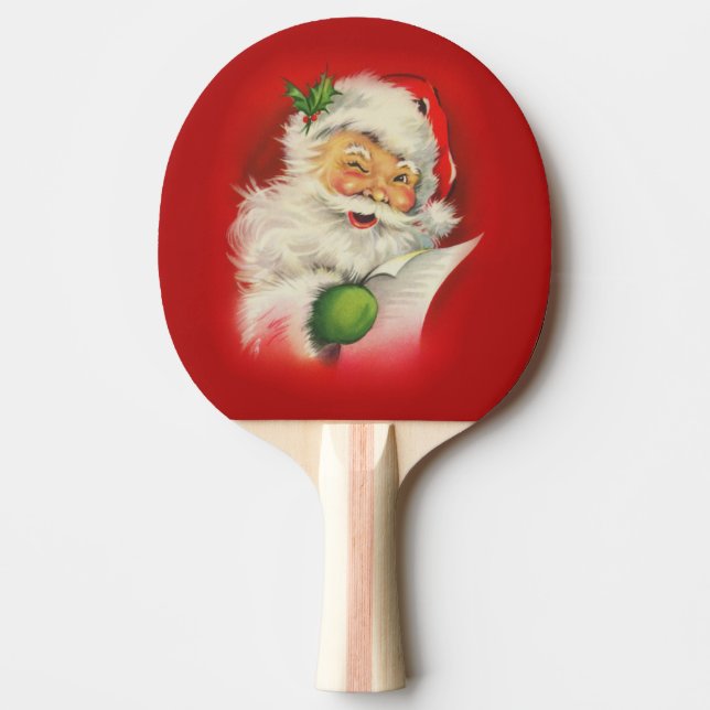Vintage Santa Claus Christmas Ping Pong Paddle (Front)