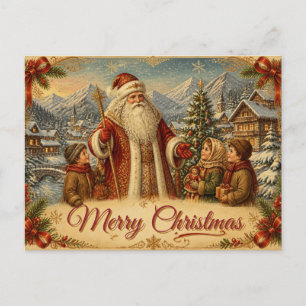 Vintage Santa Claus Christmas Postcard Alpine Vi