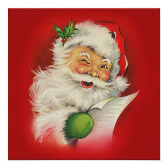 Vintage Santa Claus Christmas Poster (Front)