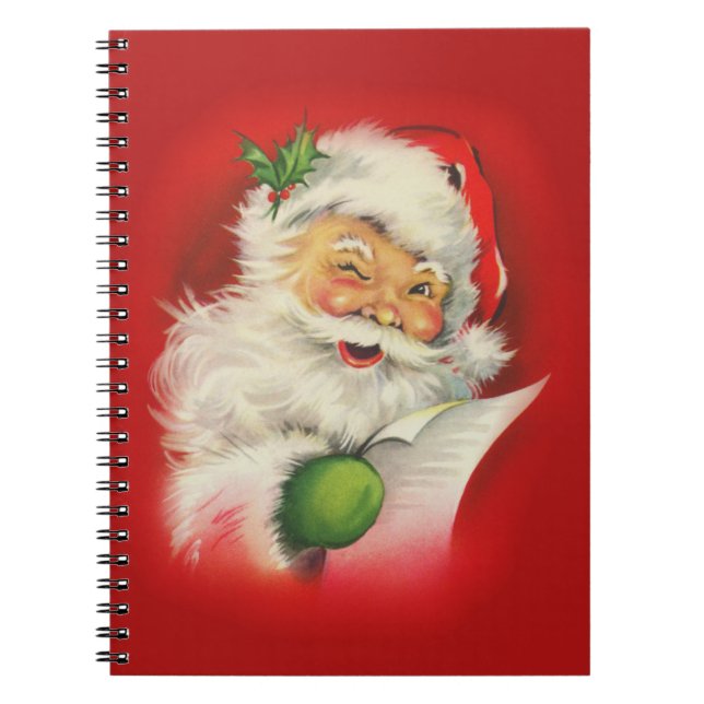 Vintage Santa Claus Christmas Spiral Notebook (Front)