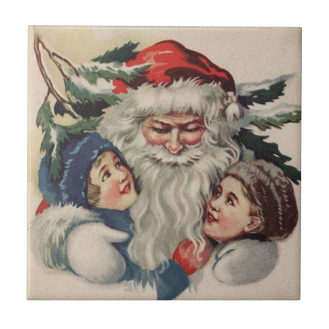 Vintage Santa Claus Christmas Tile (Front)