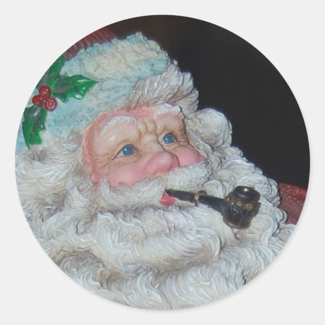 Vintage Santa Claus Classic Round Sticker (Front)