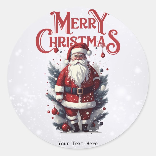 Vintage Santa Claus Classic Round Sticker (Front)