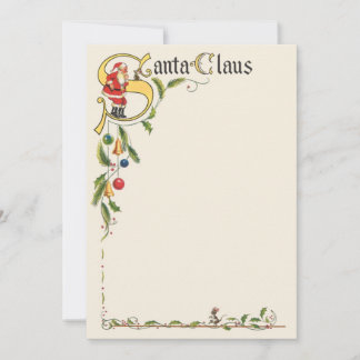 Vintage Santa Claus, Decorative Christmas Border Holiday Card