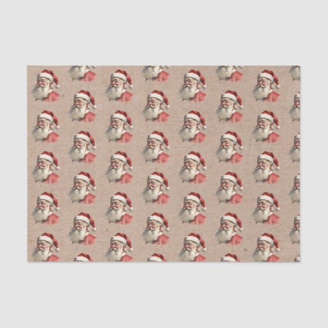 Vintage Santa Claus Face Christmas Tissue Paper (Front)