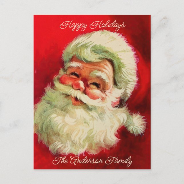 Vintage Santa Claus Face Personalised Custom Holiday Postcard (Front)