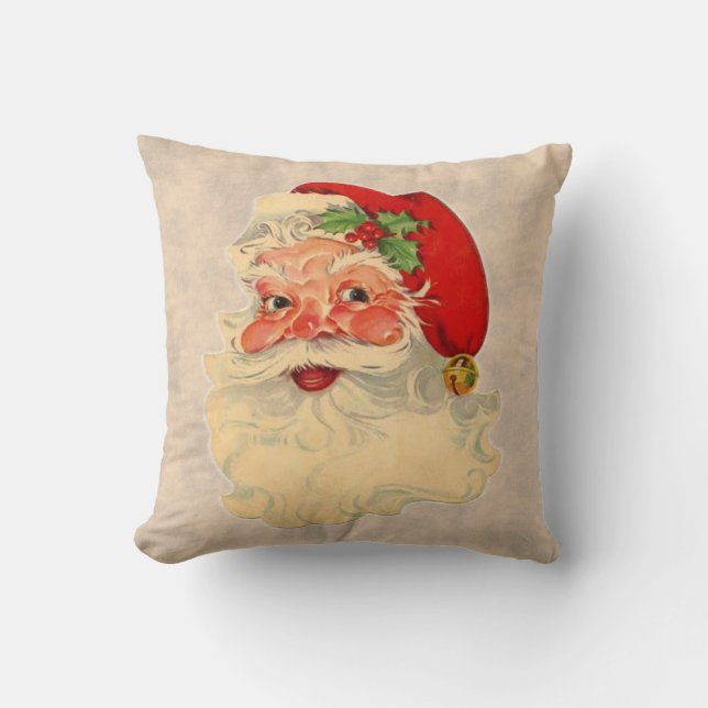 Vintage Santa Claus Face Pillow (Front)