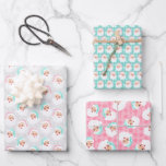 Vintage Santa Claus Faces Pastel Colours Christmas Wrapping Paper Sheet<br><div class="desc">This vintage-inspired wrapping paper set features retro style Santa Claus illustrations in pastel colours with Santa wearing pastel pink and mint green hats.</div>