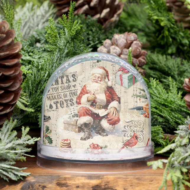 Vintage Santa Claus Family Christmas Photo Snowglobe (Winter)
